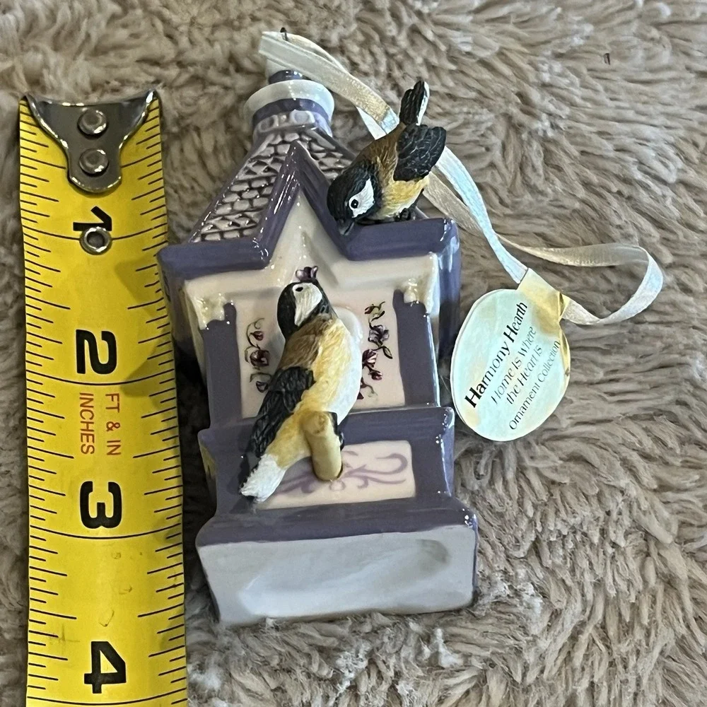 1999 Heirloom Poreclain Harmony Hearth Birdhouse Ornament Bradford‎ Exchange